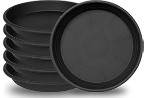 Grjoprt 6 Pack Plant Saucer Plant Tray, 4 6 8 10 12 13 15 17 19 inch Plant Trays for Pots, Heavy Duty Plant Trays for Indoors no Holes, Plastic Plant Saucer for Planter, Bird Bath Bowls (6", Black)