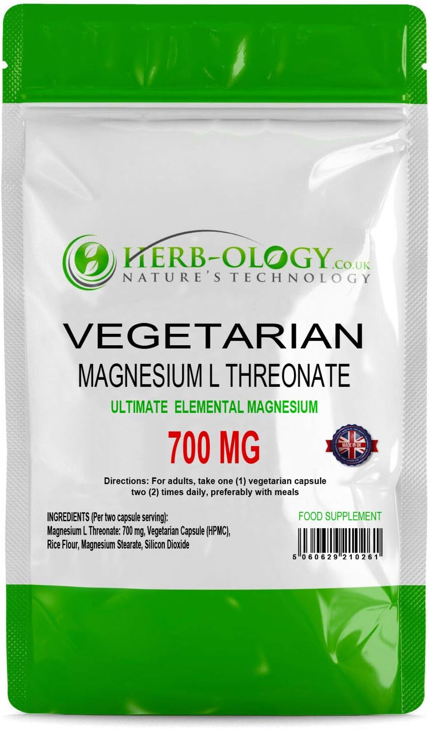 Herb Ology Magnesium L Threonate Capsules 60 Capsules Magnesium Threonate Supplements High Strength 700mg Per Serving Dairy Free Suitable For Vegetarians Manufactured In The Uk Amazon Co Uk Health
