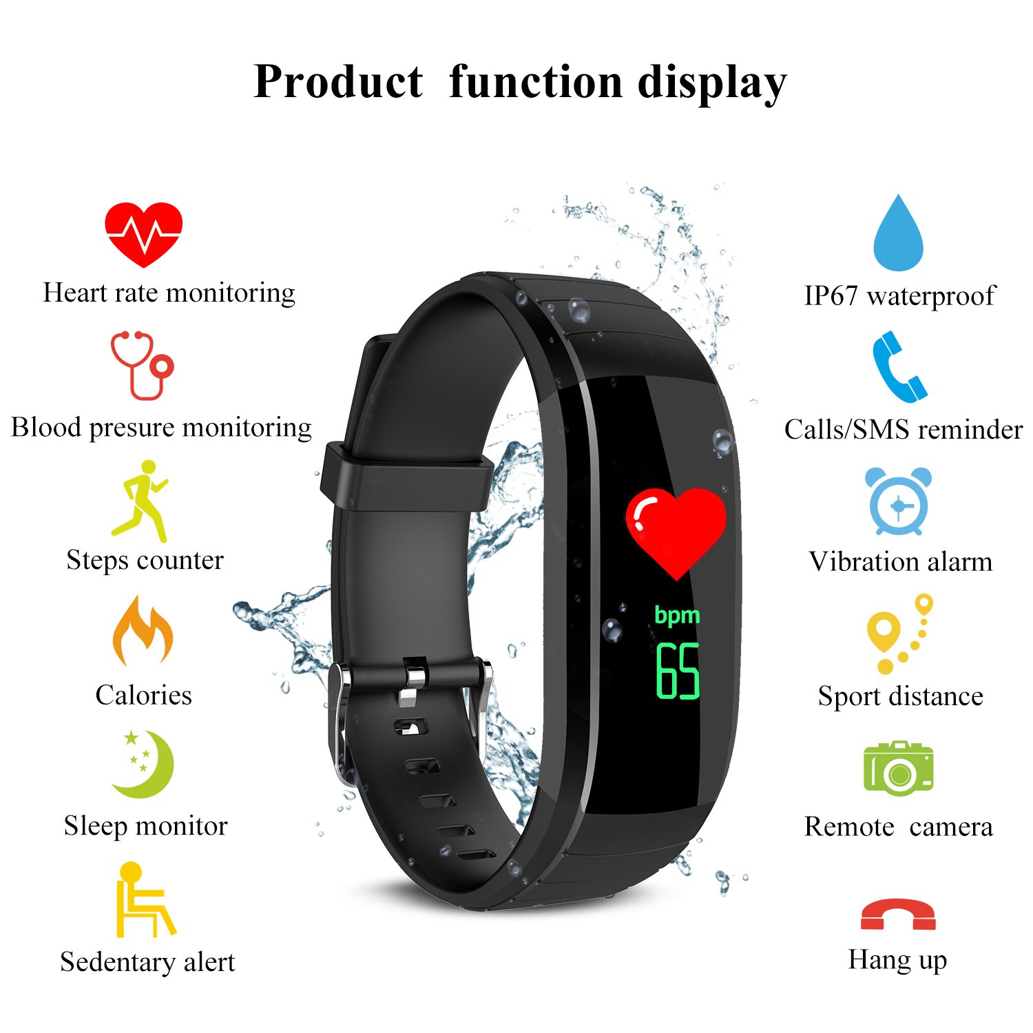 ARONTIME Fitness Tracker Smart Bracelet with Heart Rate Monitor Activity Tracker Pedometer with Sleep Monitor Smartwatch For Android Ios Smartphones