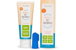 Oxyfresh Premium Dog Toothpaste and Toothbrush – Best Dog Teeth Cleaning & Pet Plaque and Tartar Fighter – Safe for Cats Too – Vet Formulated (4oz Pet Toothpaste + Large Finger Brush)