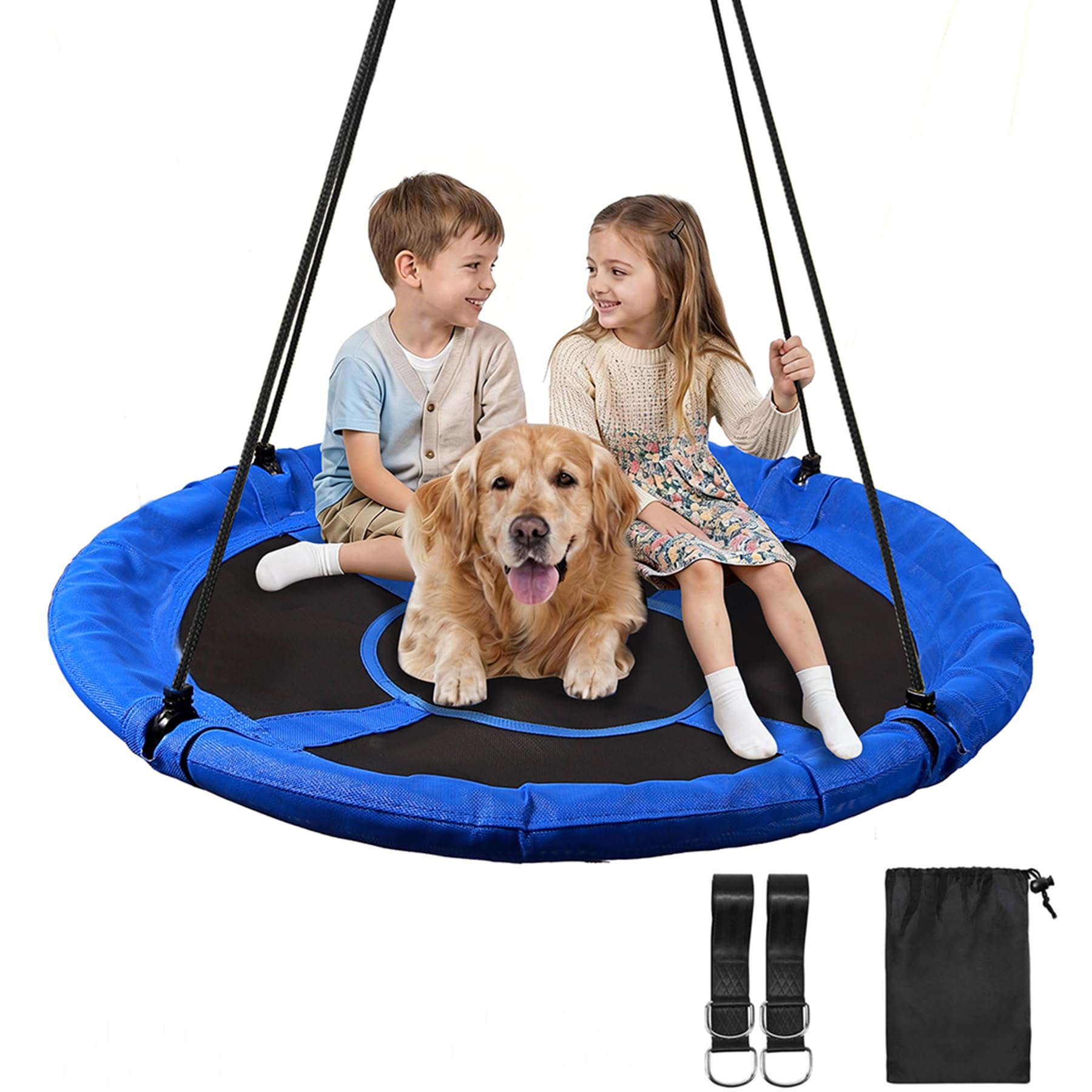 REDCAMP Large 110 cm Nest Tree Swing Seat for Children Kids, Round Saucer Tree Swing Indoor Outdoor, 500 Lbs Weight Capacity, Great for Tree, Backyard, Playground, Easy to Install, Blue