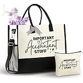 InnoBeta Accountant Gifts for Women Canvas Tote Bag on Birthday & Christmas, Tote with Top Zipper Closure and Shoulder Strap