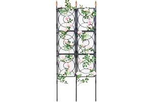 Trellis for Climbing Plants Outdoor, 24 Rifny 6.17 FT Tall Garden Trellis Flower Rose Cucumber Trellis for Vines Pea Support, Wall Large Plant Trellis Fence with Plastic Coated Metal Poles