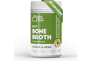 Grass-Fed Beef Bone Broth Concentrate — Garlic Herb Flavour | Full of Protein & Collagen | 35 Servings / 2.25 Gallons | Just 