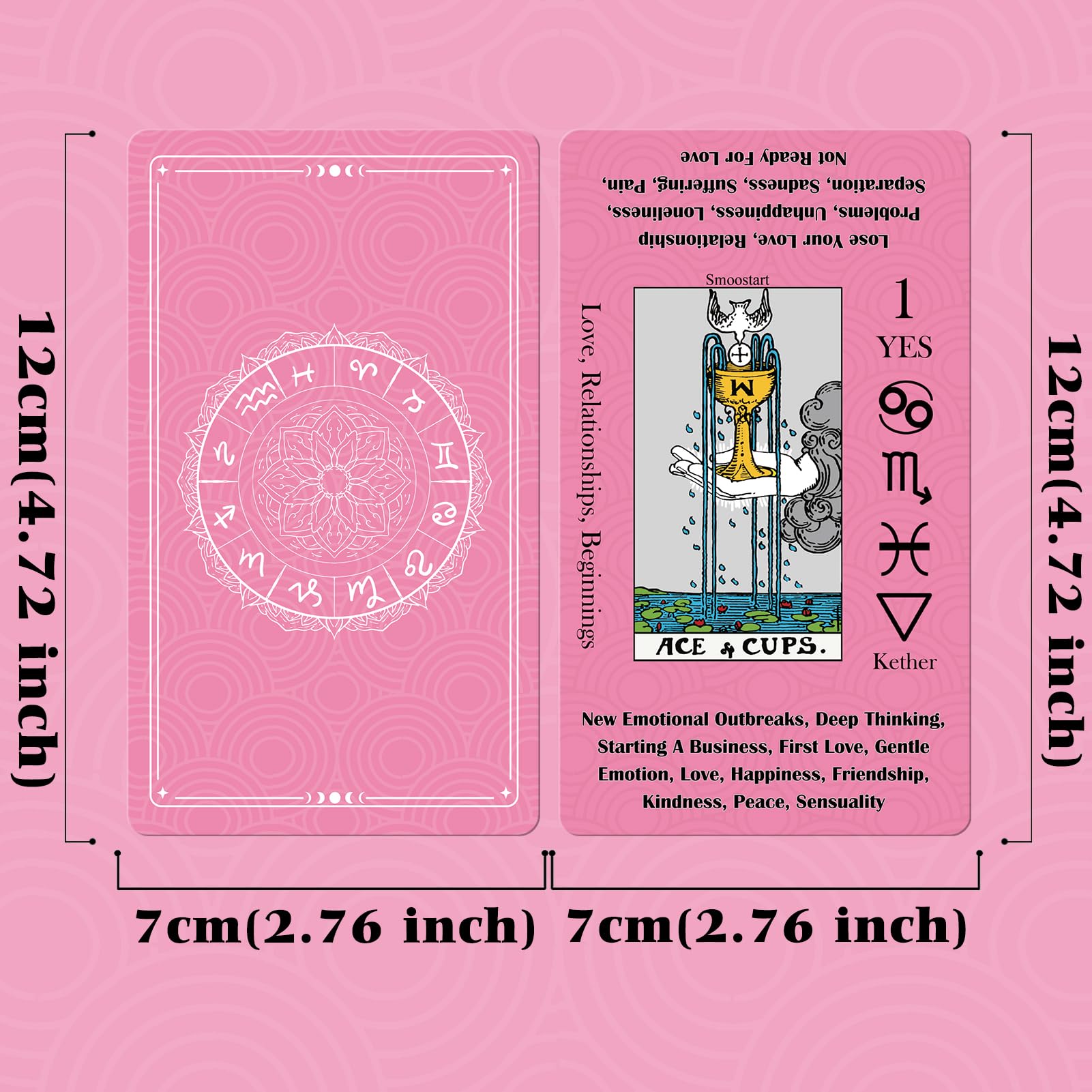 Smoostart Tarot Cards for Beginners with Meanings on Cards - Includes Premium Velvet Storage Bag & Guide Book - 450GSM Thicker Cards