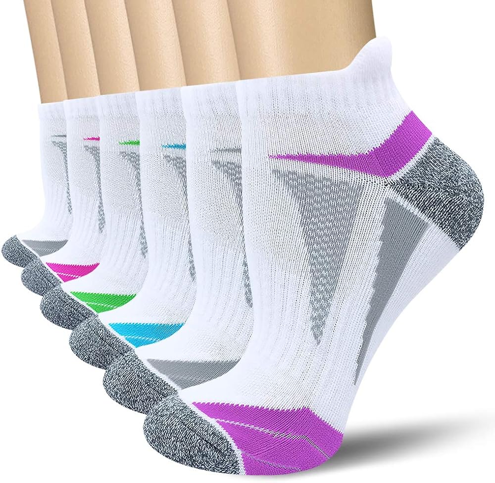 AKOENY Women's Performance Athletic Running Socks, White, Size 9-11, 6 Pack: Clothing