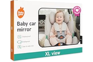 Baby Uma Baby Car Mirror - Clear-View Shatterproof Car Mirror for Baby, Easy On 'n Off with Stay-Put Buckles, Newborn Essentials (9.4 x 6.4 in)