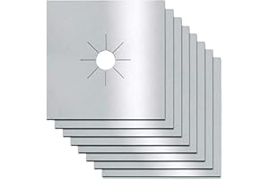 VAXAAPE Stove Burner Covers,0.3 MM Double Thickness,8 Pack,Gas Stove Burner Liners,Non-stick Reusable Gas Range Stove Top Covers for Kitchen,Cuttable,Easy to Clean,Silver,Size 10.6” x 10.6”