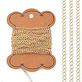 Pandahall 16.4 Feet Permanent Jewelry 14K Gold Filled Curb Chain - Soldered Necklace Golden Link Chain for Jewelry Making with Card Paper