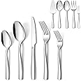 LIANYU Silverware Set, 45-Piece Flatware Set with Serving Utensils, Stainless Steel Cutlery Flatware Set for 8, Eating Utensils Tableware with Knife Fork Spoon, Mirror Finish, Dishwasher Safe