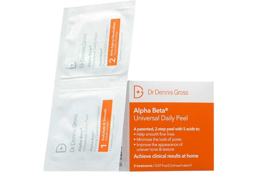 Dr. Dennis Gross Alpha Beta Universal Daily Peel: for Uneven Tone or Texture and Fine Lines or Enlarged Pores, (5 Treatments)