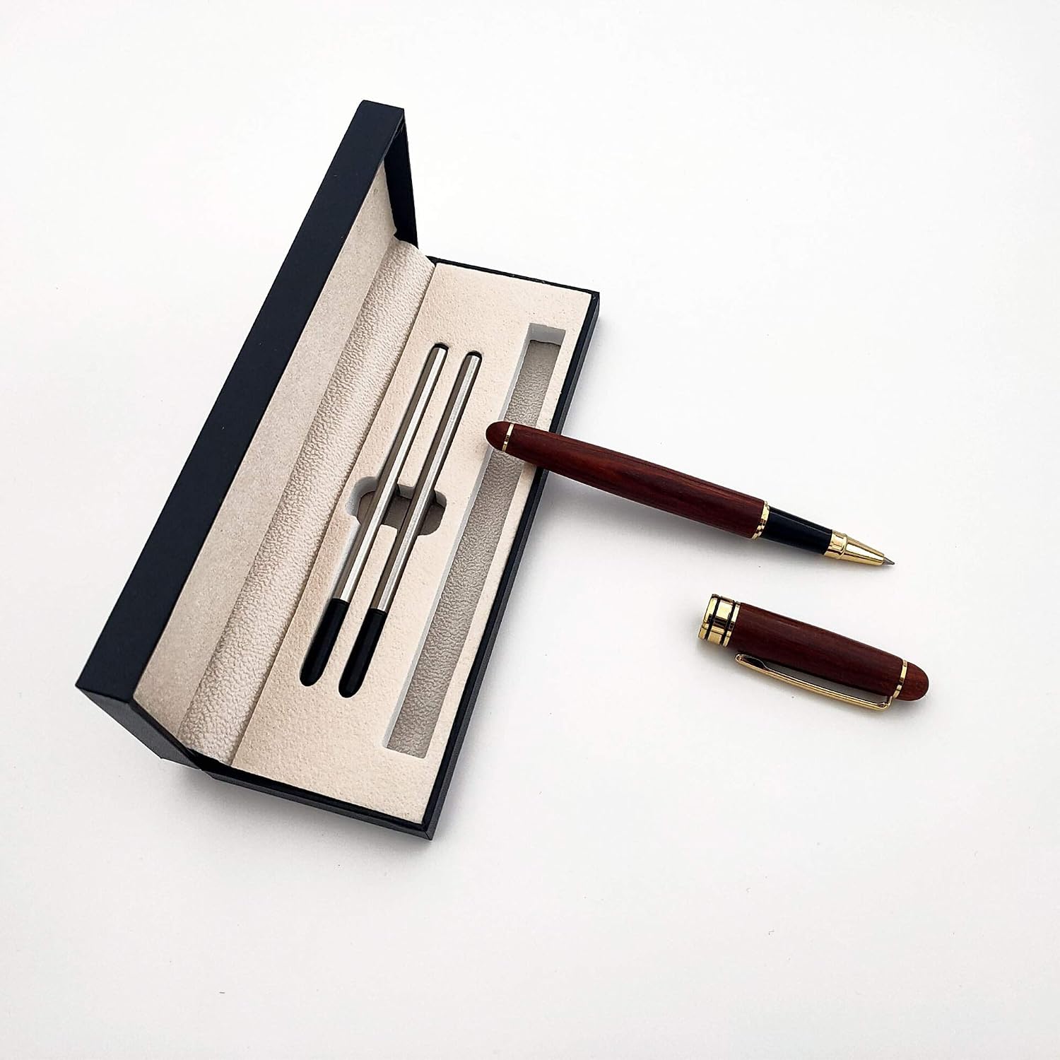 Accod High-grade Redwood Ballpoint Pen Signature Pen Wooden Ballpoint Pen with Two Replaceable Refills Nice Gift for Business Partner,Colleagues and Friend-Gift Box - Image 3