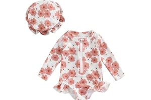 MAYUMMPY Toddler Baby Girls Bikini Beach Swimwear Zipper Swimsuit UPF 50+ Rash Guard One Piece Long Sleeve Bathing Suit