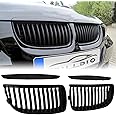 BILLDIO E90 Grille - Black Kidney Single slats Grill Compatible With 2005-2008 BMW 3 series E90 320i 325i 325xi 330i 323i 328i 328xi 335i 335xi,ABS Gloss Black Kidney Grill