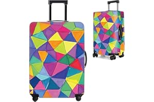 THISFIND Colorful Geometric Luggage Cover – Durable and Stretchable Travel Suitcase Protector with Vibrant Pattern, Fits 24''–26'' Suitcase with Wheels,M