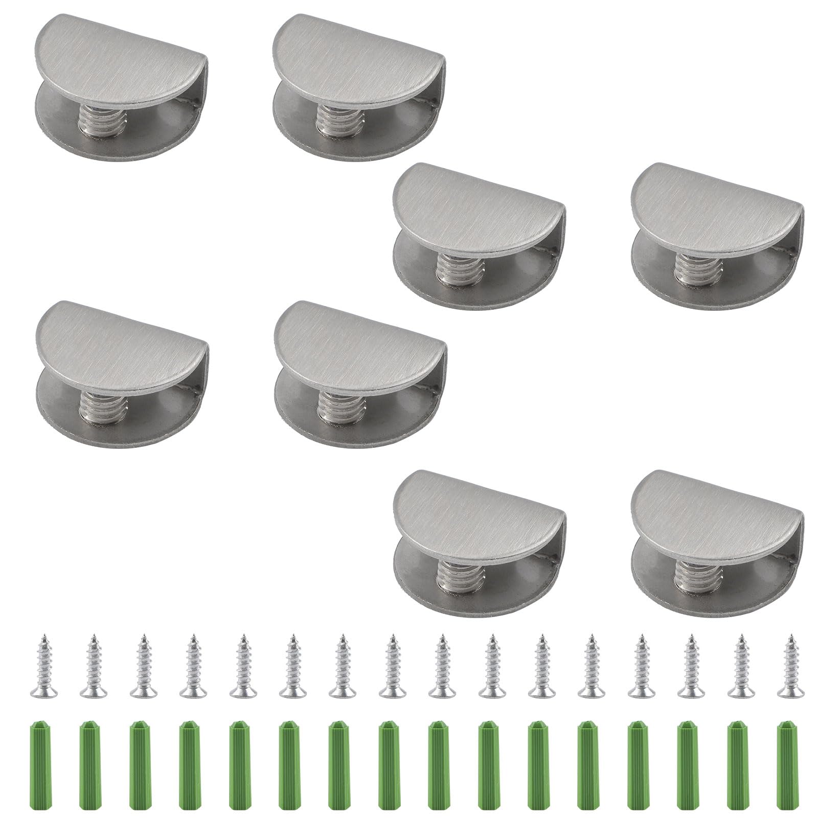 UFURMATE Glass Clamp, 8Pcs Adjustable Half Round Glass Shelf Brackets Stainless Steel Glass Clamp Clips Wall Mounted Glass Holder Supports Mounting Brace for 3-8mm Thick Glass Shelves — image 1