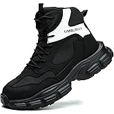 Hogent Steel Toe Shoes for Women Men Wide Non Slip Composite Work Sneakers Indestructible Comfortable Safety Tennis Shoes Lightweight Breathable Construction Sneakers Puncture Proof Ergonomic Design