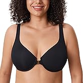 DELIMIRA Women's Confishape Front Closure Bras Balconette Plus Size Full Coverage Underwire Unlined Bra