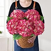 JINWOE Magenta Pink Hydrangea Artificial Flowers, 5Pcs 20Inch Large Lifelike Faux Pink Flowers, Full Fake Artificial Hydrangeas with Stems for Bouquet Table Centerpieces Home