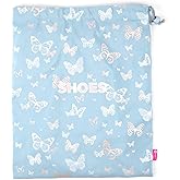 Miamica Shoe Bag, Blue Butterfly – 11” x 9” x 0.25” – Cute Shoe Bag for Women, Protects Footwear and Luggage – Shoe Bag with Interior Divider – Fits 1-2 Pairs of Shoes, m32156