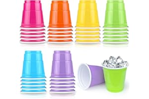 30Pcs 2oz Plastic Shot Cups Mini Colored for Tastings Sample Birthday Wedding Graduation Party Supplies