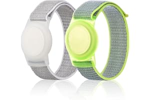 JOIXXV 2 Pack Wristband for Airtag Kids, GPS Bracelet for kids Compatible with Apple Air Tag, Nylon Watch Band Tracker Case Strap Holder Accessories for Toddler Child Adult, Adjustable Anti-Lost(YellowGrey)