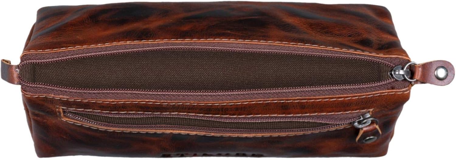 STILORD 'Alexis' Leather Pencil Pouch Vintage Pen Case Holder with Zipper for Women Men for School Office in Genuine Leather Colour:Milano - Image 5