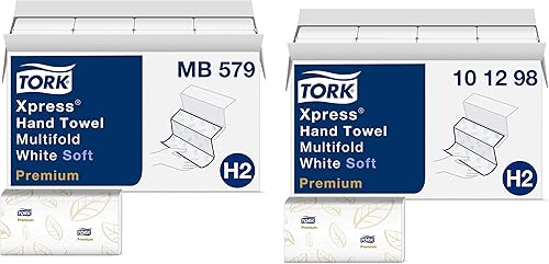 Tork Xpress Soft and Extra Soft Multifold Hand Towels with Blue Leaf Print (16 Packs)