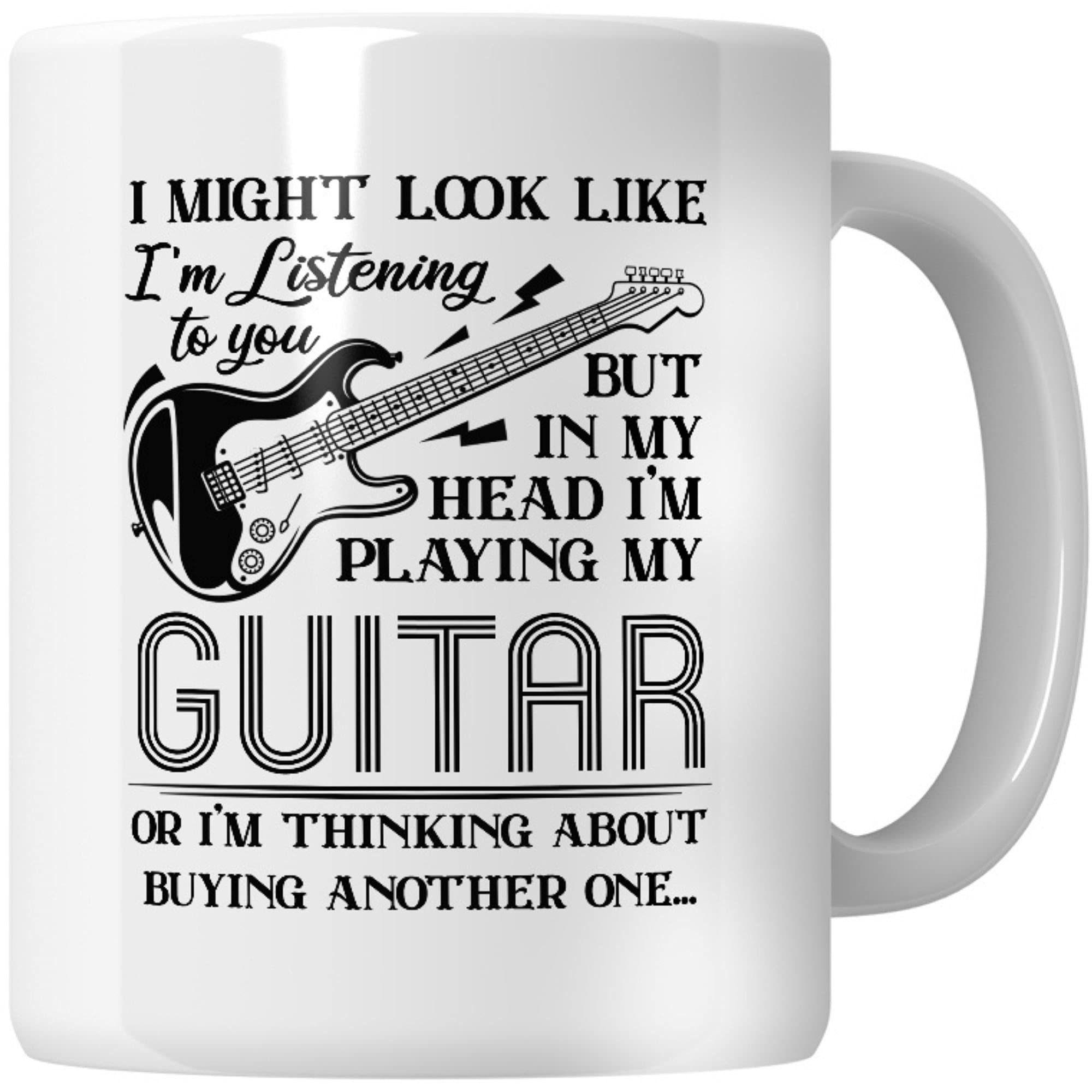 WG - I Might Look Like Im Listening to You, Guitar Mugs and Cups, Gift for Guitarist, Coffee Mug Rock, Guitar Coffee Mugs for Men, Guitar Coffee Mug