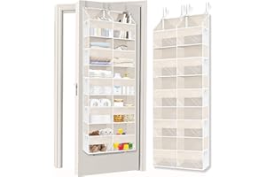 Ofiray-home Over the Door Organizer 5 Tiers,Extra Large Behind Door Storage of 10 Compartments,80 lbs Weight Capacity Over the Door Storage, Door Hanging Organizer for Closet, Diaper Organizer, Beige