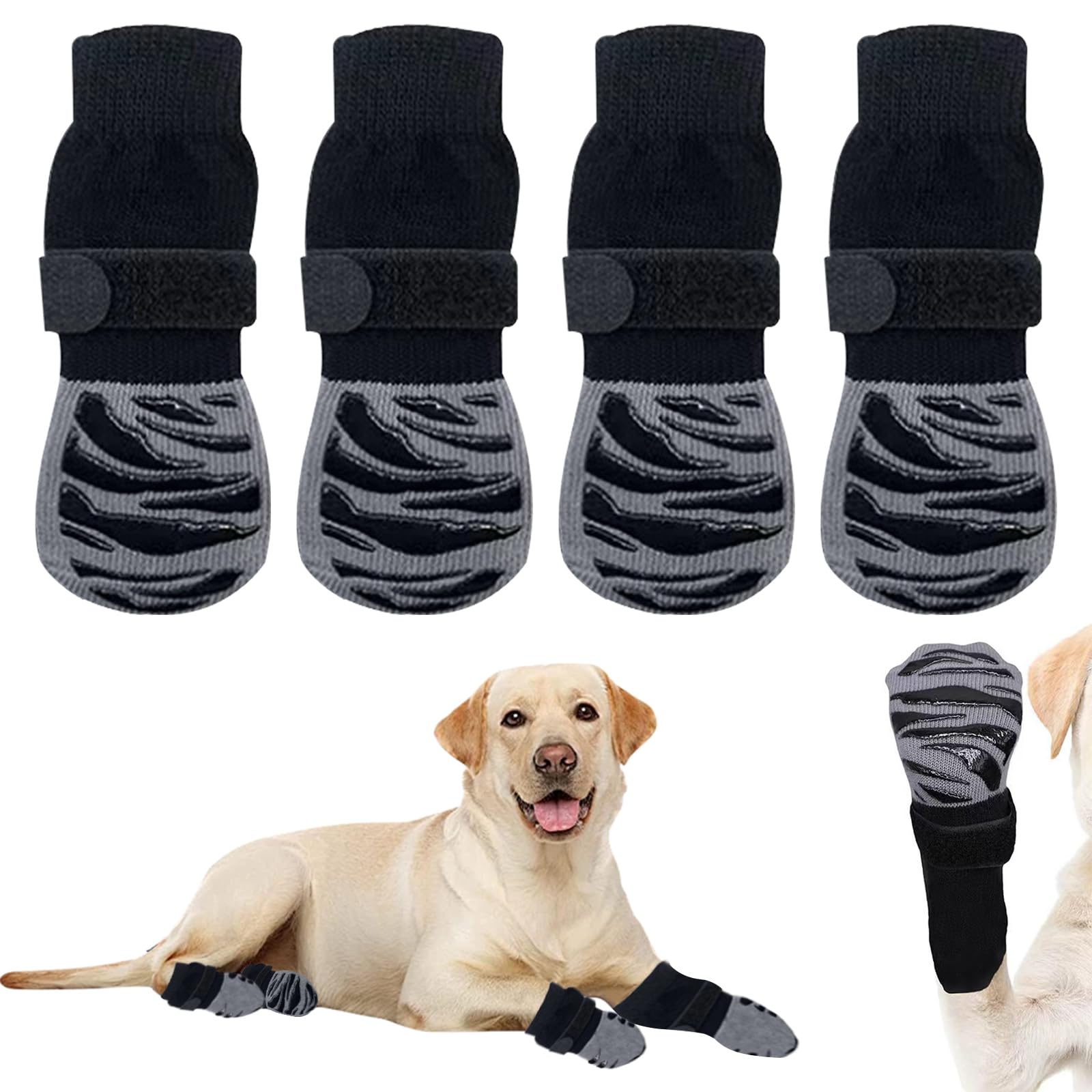 BSITSSS 2 Pairs Anti Slip Dog Socks, Dog Shoes with Grips Strong Traction, Dog Boots for Injured Paws, Dog Paw Protectors, Dog Claw Socks for Senior Dogs Hardwood Floors Indoor Outdoor Walking