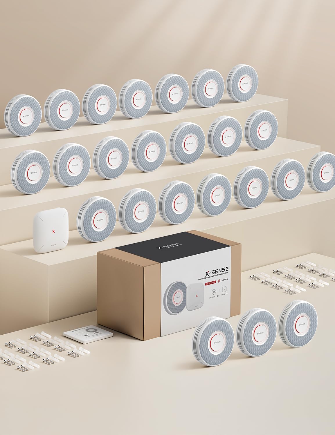 X-Sense Smarter Rauchmelder WLAN mit Sprachausgabe und 17 Standorten, Feuermelder, Rauchmelder vernetzt, 33 mm, Brandmelder mit SBS50 Basisstation, XS0B-MR241, 24 Stück 10