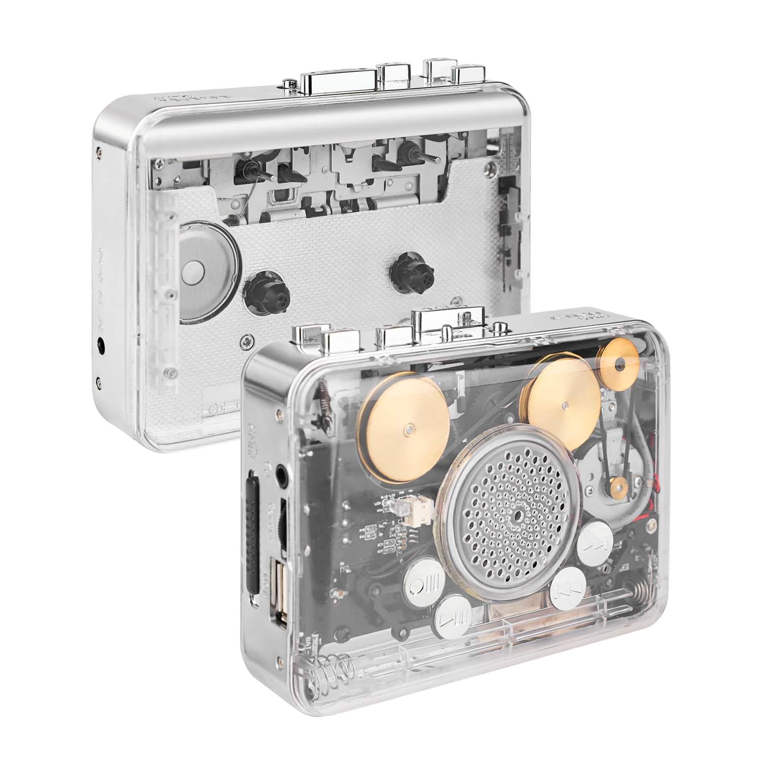 Photo 1 of ***DOESN'T FUNCTION PROPERLY*** Portable Clear Stereo ?Auto Reverse Cassette Player?Convert Tapes to MP3 Format via USB Converter?Built-in Cool Copper Wheel Movement Speaker