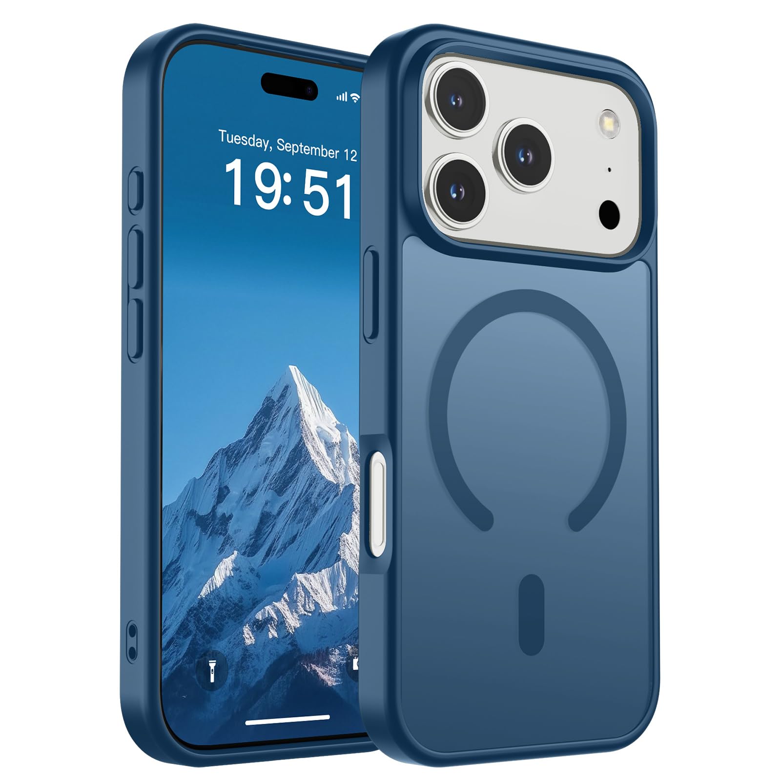 Photo 1 of SUPFINE Magnetic for iPhone 17 Pro Case (Compatible with MagSafe)(Military Grade Drop Protection) Translucent Matte Shockproof with Anti-Fingerprint Phone Cover,Deep Blue