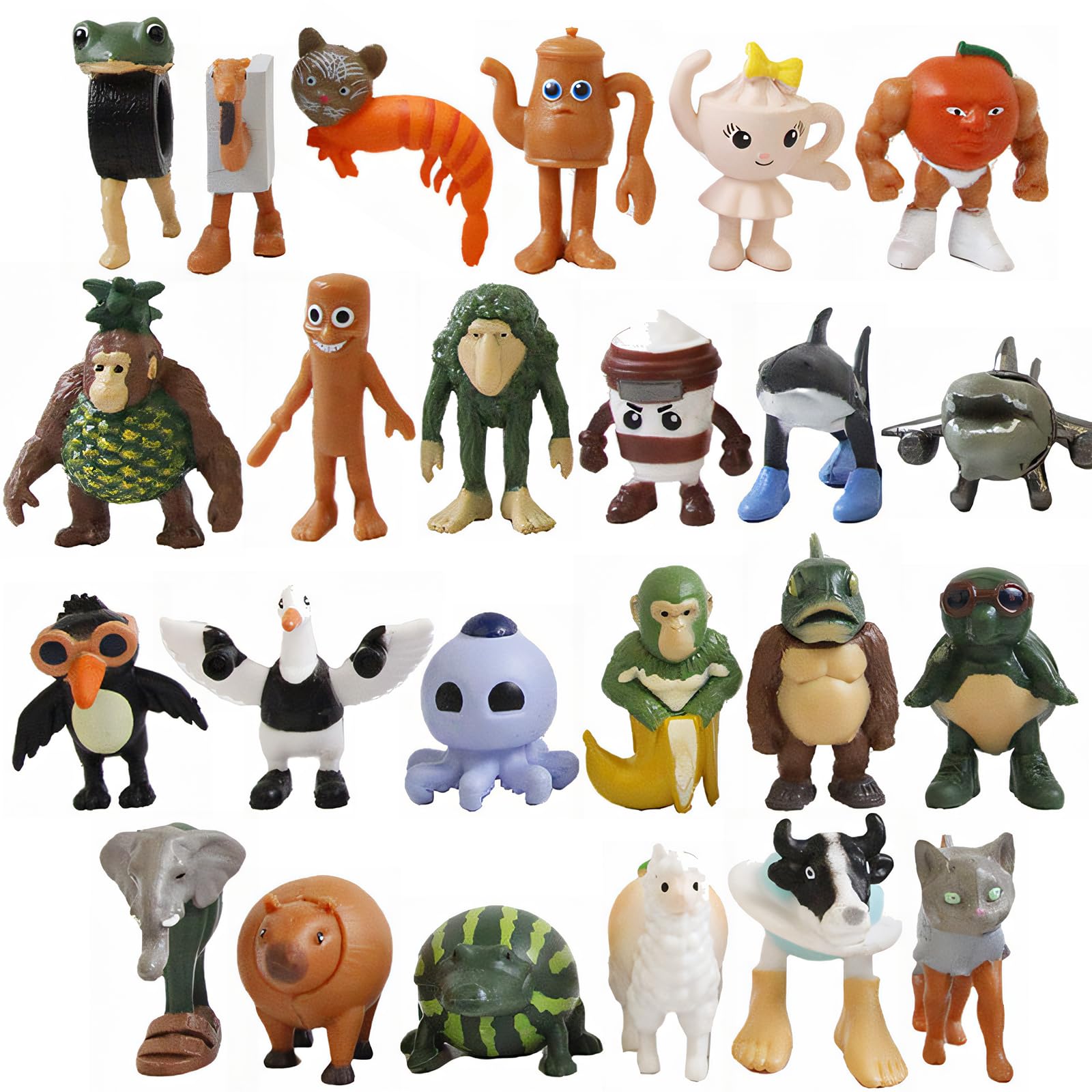 zhongko 24Pcs Italian Brainrot Action Figures, 1.8" Tralalero Tralala Action Figure, Tung Tung Tung Sahur Toys, Gifts for Birthday Decorations, Kids Party Favors, Kids & Adults