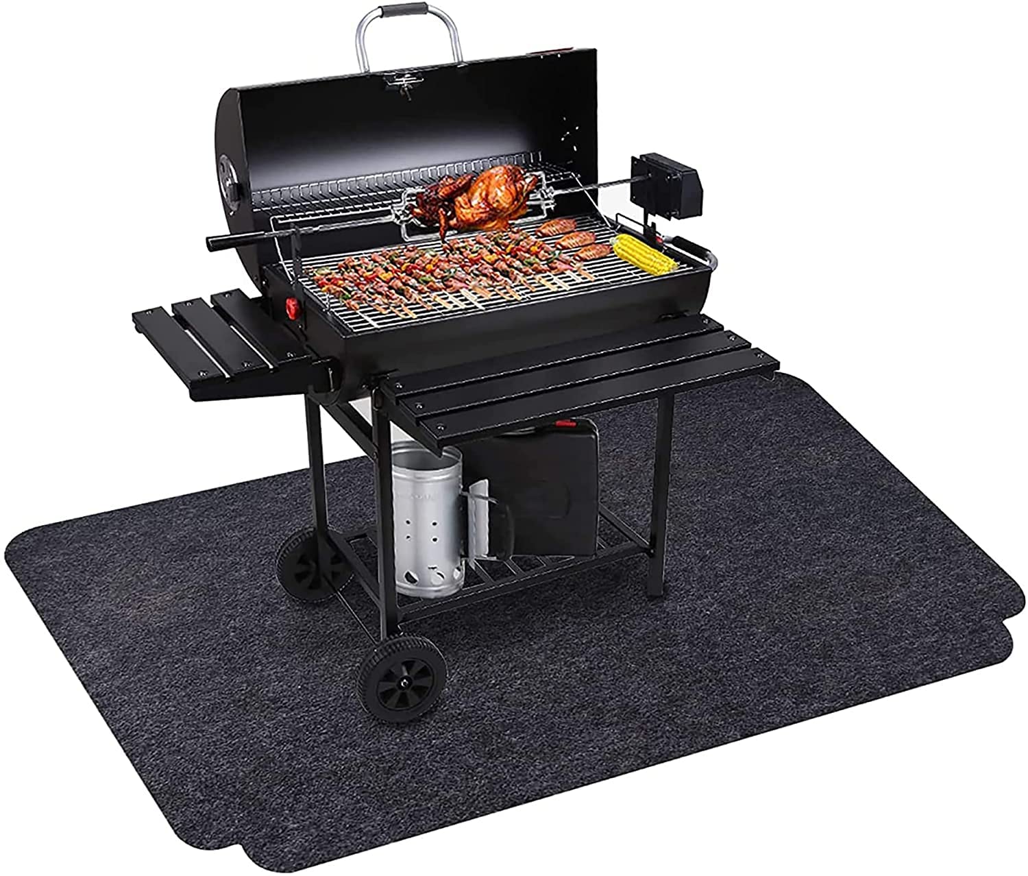 Bekith 160 x 90cm Under Grill Mat Reusable Outdoor Grill Floor Mat to Protect Deck for BBQ Absorbent Oil Pad Protector for Decks and Patios