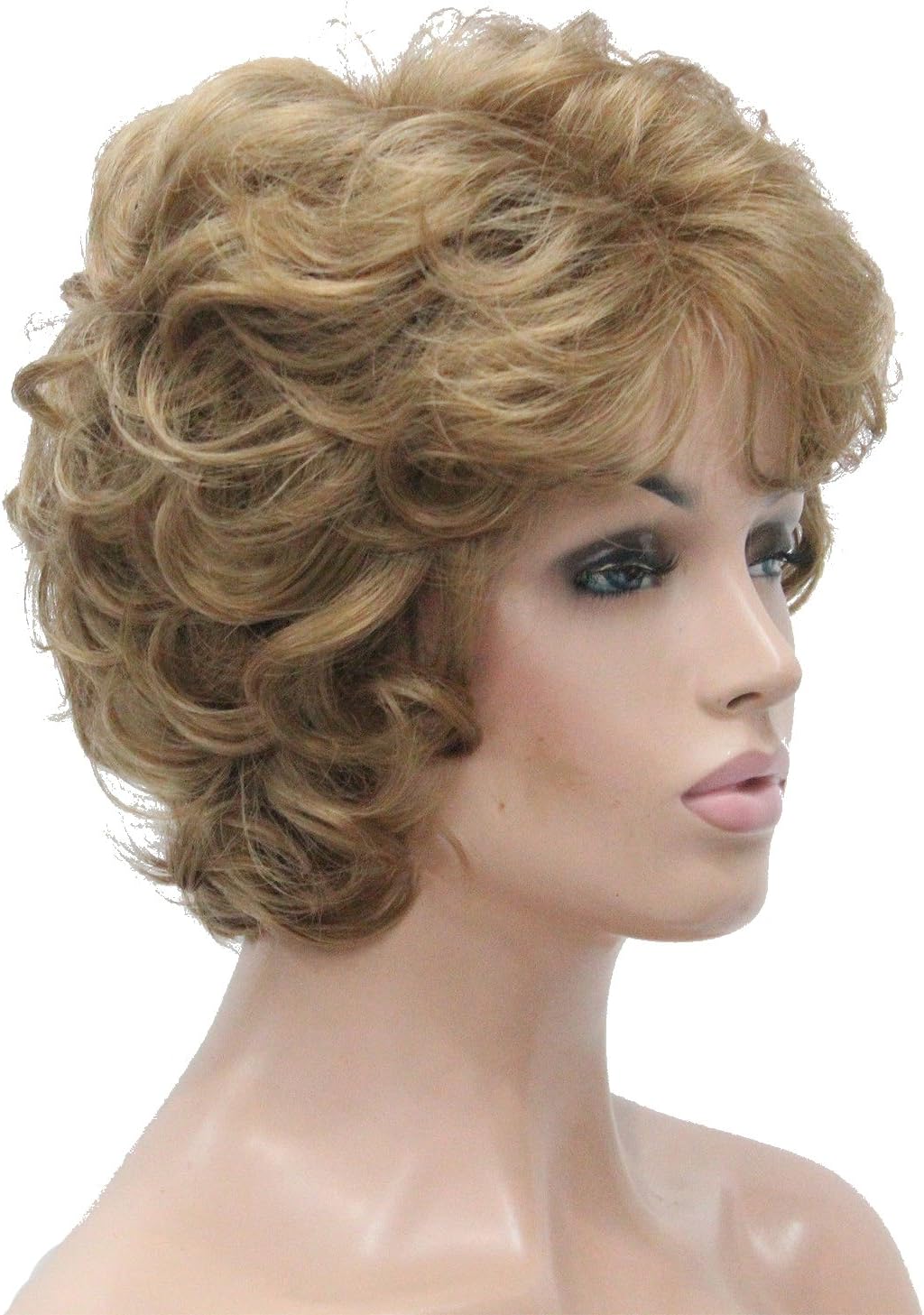 Lydell Women's Short Curly Wavy Wig Synthetic Hair Full Wig 6 inches (#19 Light Strawberry Blonde) - Image 3