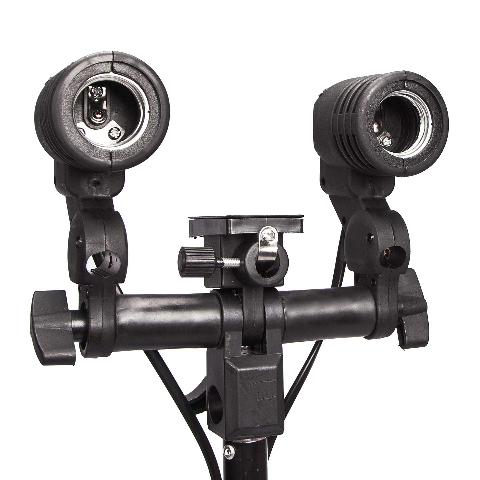 Studio Photo E27 Professional Twin Lamp Holder Swivel Socket Bulb with Umbrella Bracket for Flash Light Lighting Monolight E27 Bulb