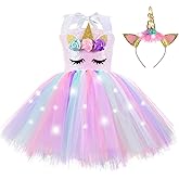 ZeroStage Light Up Unicorn Dress for Girls Halloween Costume Birthday Decorations Princess Outfits Gifts Party LED Tutu