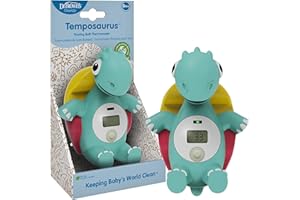 Dr. Brown's CleanUp Temposaurus Floating Bath Thermometer for Accurately Measuring Baby's Bath Water Temperature, BPA free