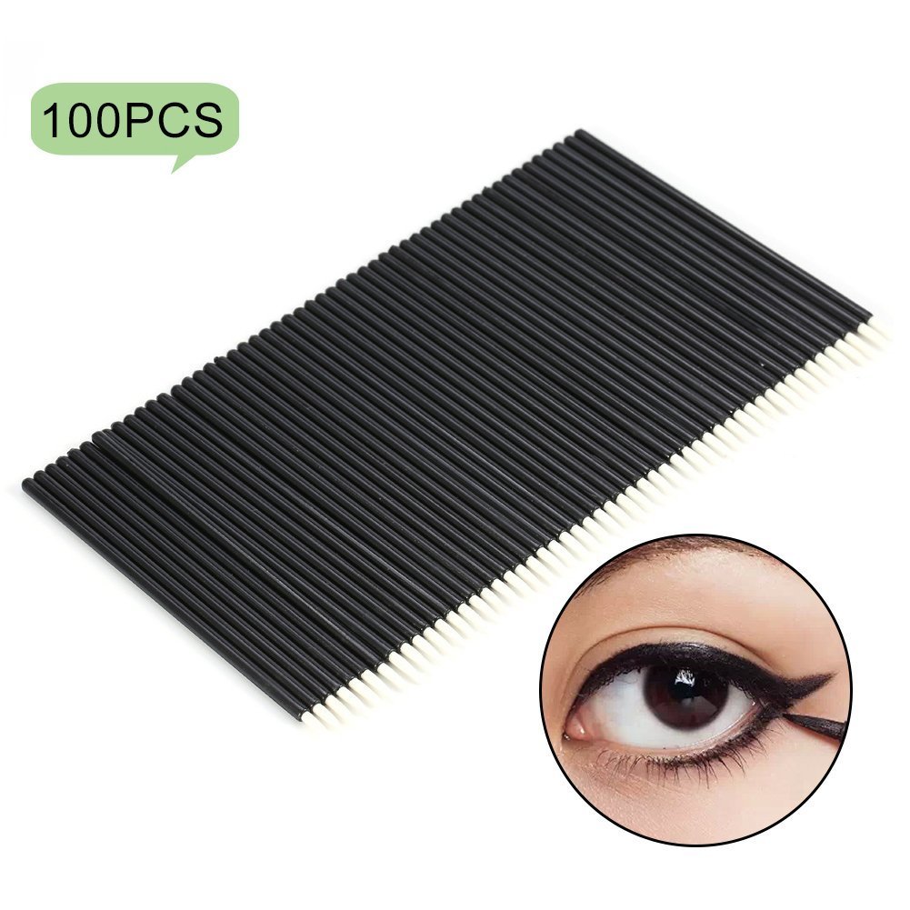 100 Units Disposable Makeup Brush Eyeliner Eyeshadow Applicator Makeup Cosmetic Tool for Eyelashes Extensions