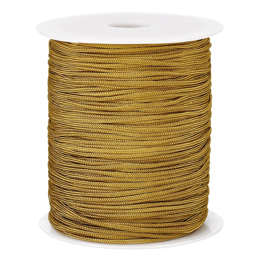 PH PandaHall 100 Yards Nylon Thread, 2mm Nylon Cord Chinese Knotting Cord Beading Braided Thread String for Woven Macrame Friendship Bracelets Necklaces Jewellery Crafts Making, Olive Green Color