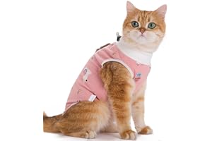 Acoutpet Cat Recovery Suit Female Kitten Onesie for Cats After Surgery Female Spay Surgical Abdominal Wound Skin Diseases Cone Collar Soft Alternative Wear (Alpaca, L)