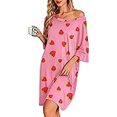 Ekouaer Plus Size Nightgowns for Women Oversized Sleep Shirt Short Sleeve Nightshirt T-Shirt Dress Sleepwear S-5XL