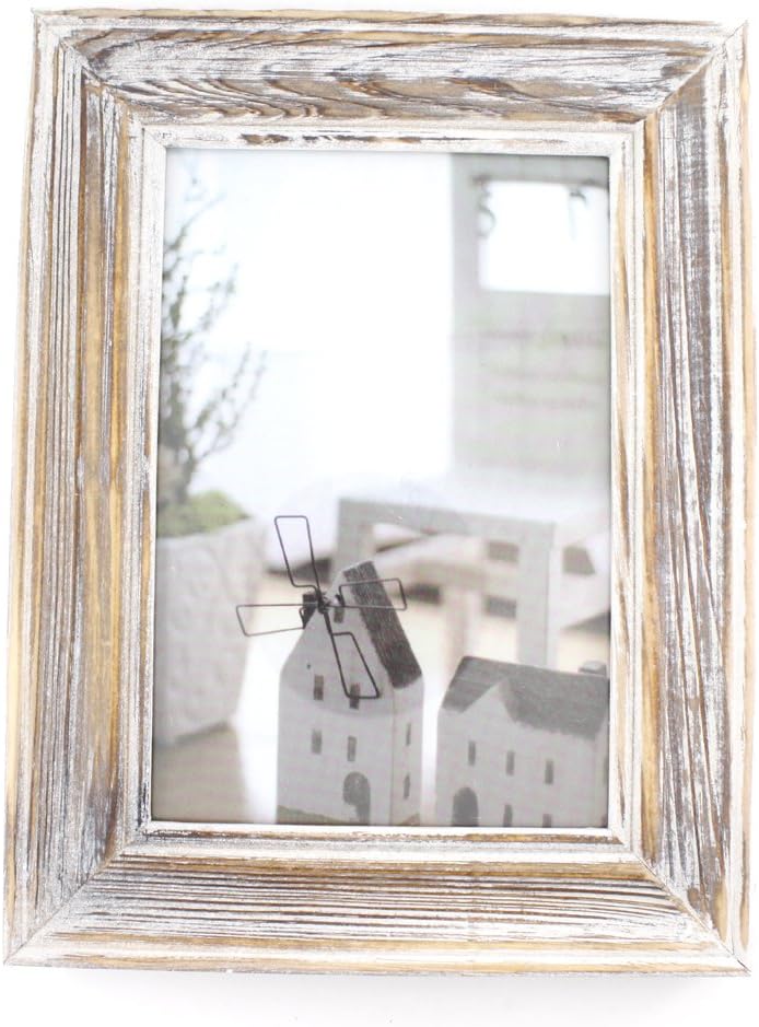 Zhenzan Frames Rectangular Wood Desktop Family Picture Frame with Glass Front (Old Wood, 5x7)