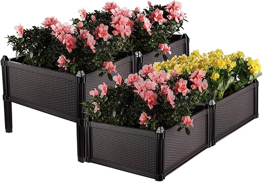 ComSaf Huerto Urbano Kit Planter Marrón Cuadrado Paquete de 4 ...