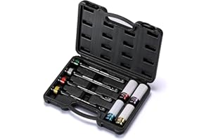 MIXPOWER 1/2-inch Drive Wheel Protector Impact Socket& 8 inch Coded Torque Limiting Socket Extension Bar, 8pcs Tire Deep Sock