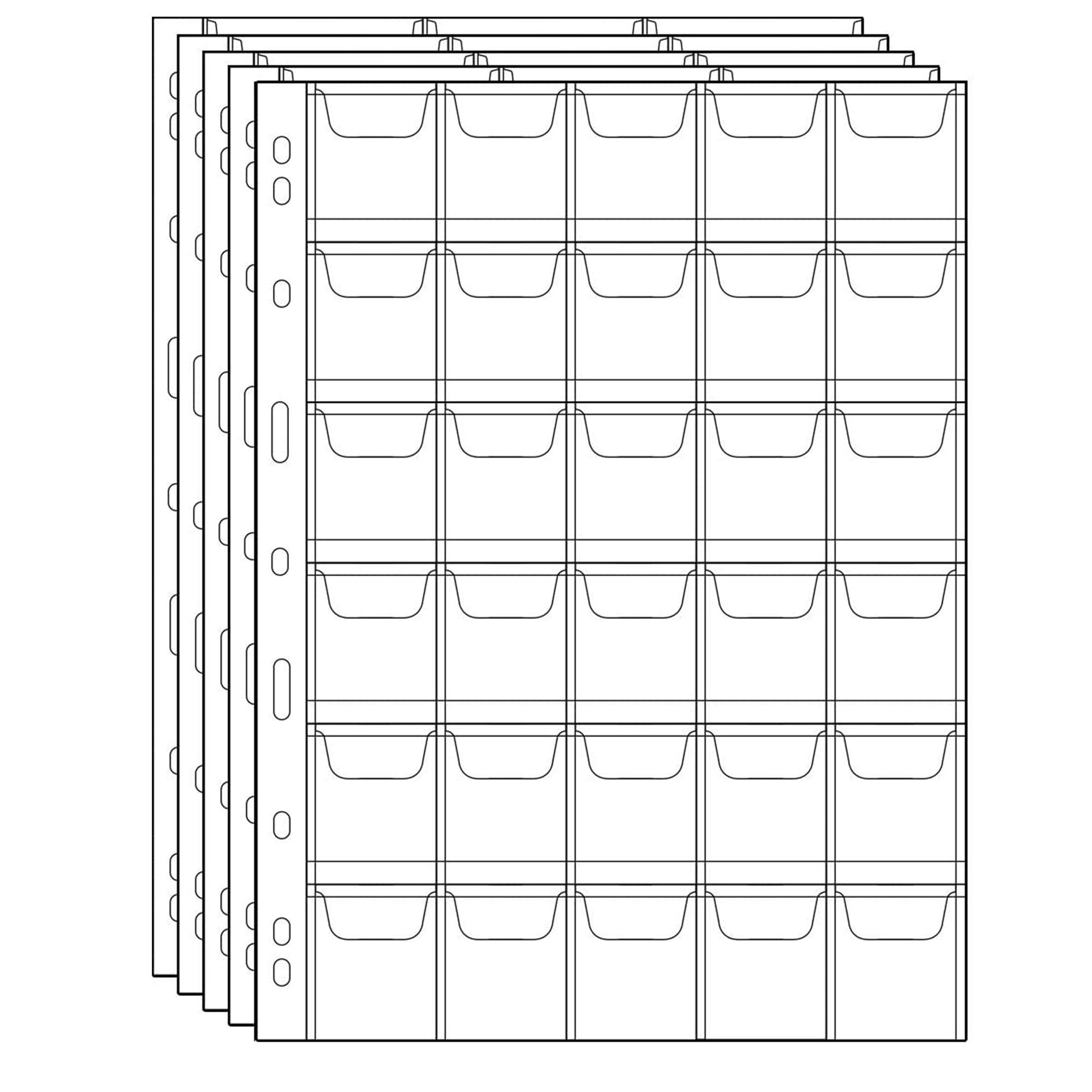 Pagine di Raccolta di Monete, 10 Fogli 30 Tasche Inserti per Portamonete Standard a 9 Fori per Raccolta di Monete, Collezionisti, Raccolta Album Libro, Porta Monete