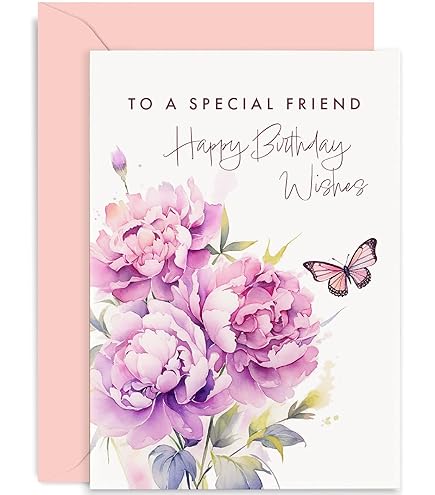 Happy Birthday Card For Her - Purple Iris Flowers With Butterfly Design