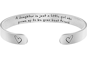 MEMGIFT Daughter Mother Bracelets Wide Cuff Bangle Message Engraved Christmas Gifts for Her